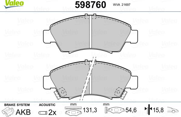 Valeo 598760 - Komplet Pločica, disk-kočnica www.molydon.hr