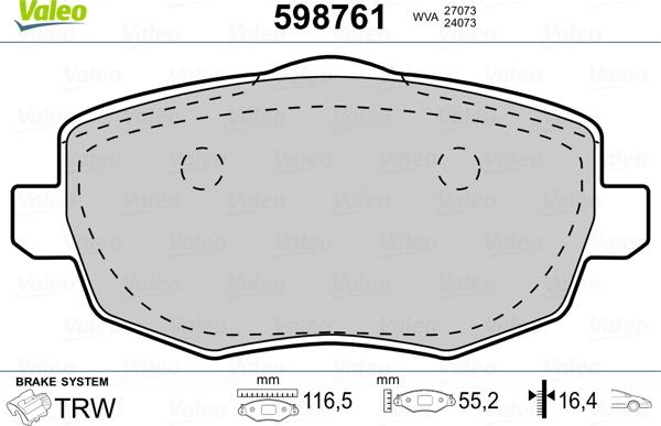 Valeo 598761 - Komplet Pločica, disk-kočnica www.molydon.hr