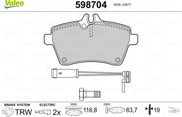 Valeo 598704 - Komplet Pločica, disk-kočnica www.molydon.hr