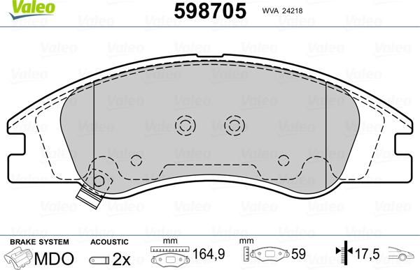 Valeo 598705 - Komplet Pločica, disk-kočnica www.molydon.hr