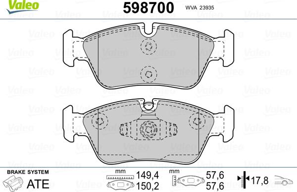 Valeo 598700 - Komplet Pločica, disk-kočnica www.molydon.hr