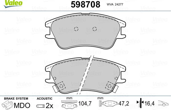 Valeo 598708 - Komplet Pločica, disk-kočnica www.molydon.hr