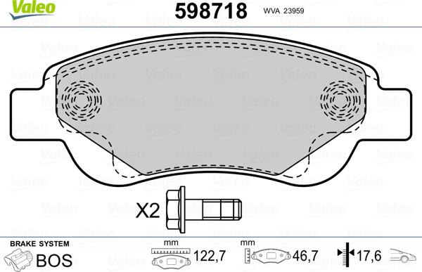 Valeo 598718 - Komplet Pločica, disk-kočnica www.molydon.hr