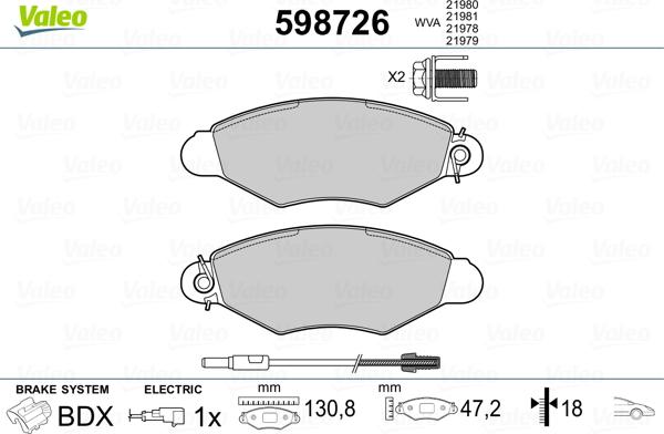 Valeo 598726 - Komplet Pločica, disk-kočnica www.molydon.hr