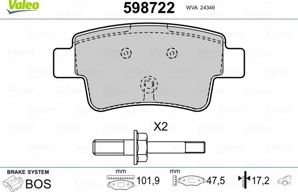 Valeo 598722 - Komplet Pločica, disk-kočnica www.molydon.hr