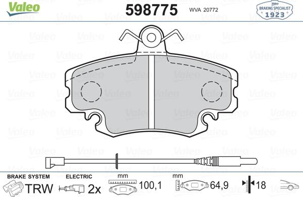 Valeo 598775 - Komplet Pločica, disk-kočnica www.molydon.hr