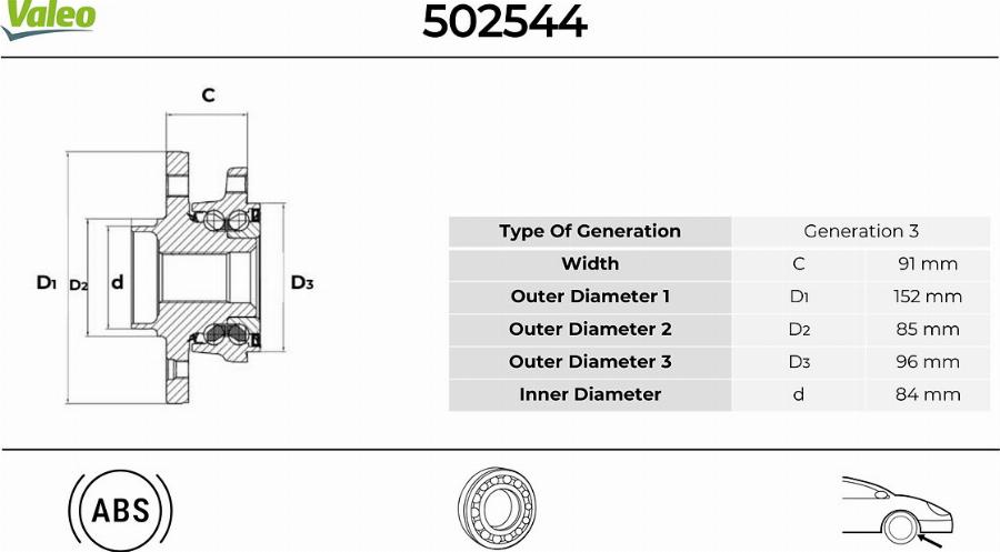 Valeo 502544 - Komplet Ležaja kotača www.molydon.hr