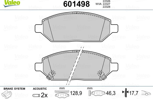 Valeo 601498 - Komplet Pločica, disk-kočnica www.molydon.hr