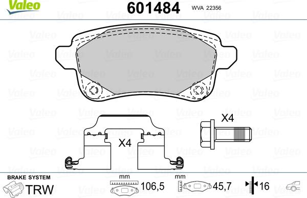 Valeo 601484 - Komplet Pločica, disk-kočnica www.molydon.hr