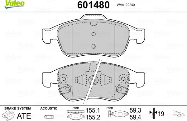 Valeo 601480 - Komplet Pločica, disk-kočnica www.molydon.hr