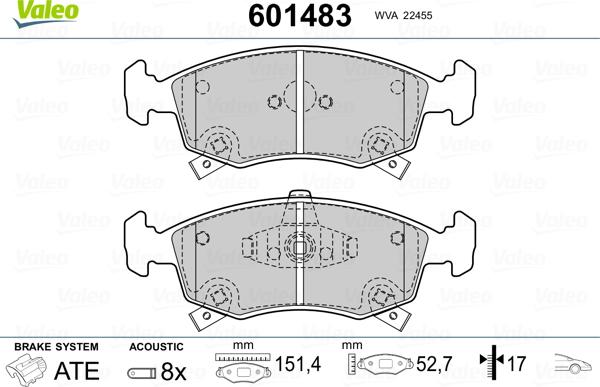 Valeo 601483 - Komplet Pločica, disk-kočnica www.molydon.hr