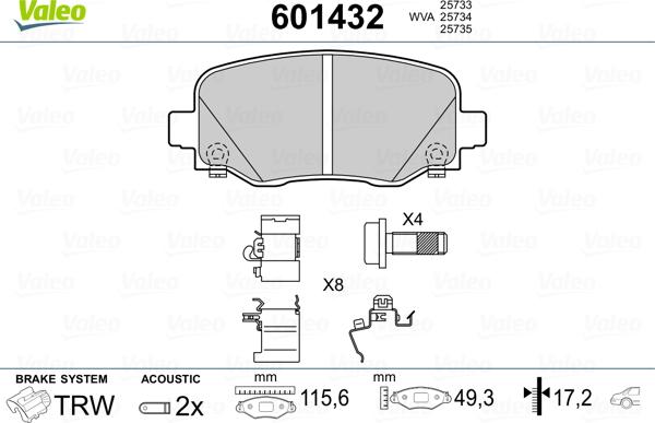 Valeo 601432 - Komplet Pločica, disk-kočnica www.molydon.hr