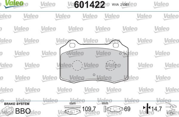 Valeo 601422 - Komplet Pločica, disk-kočnica www.molydon.hr