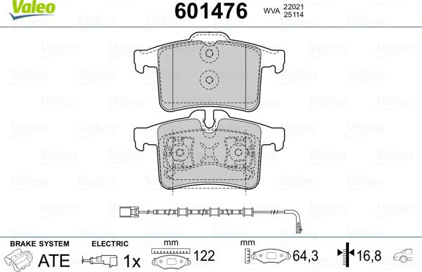 Valeo 601476 - Komplet Pločica, disk-kočnica www.molydon.hr