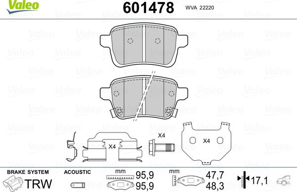 Valeo 601478 - Komplet Pločica, disk-kočnica www.molydon.hr