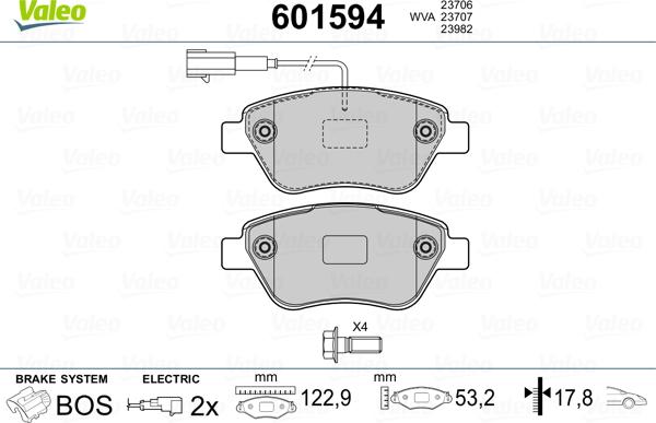 Valeo 601594 - Komplet Pločica, disk-kočnica www.molydon.hr