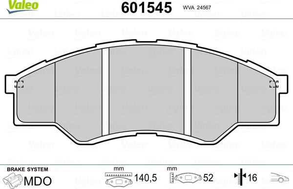 Valeo 601545 - Komplet Pločica, disk-kočnica www.molydon.hr