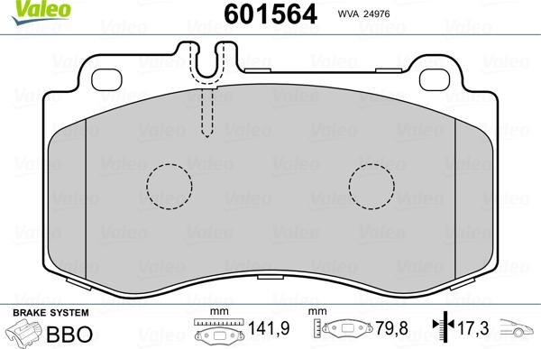 Valeo 601564 - Komplet Pločica, disk-kočnica www.molydon.hr