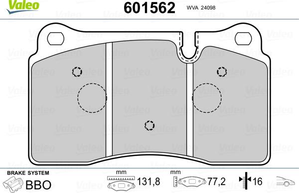 Valeo 601562 - Komplet Pločica, disk-kočnica www.molydon.hr