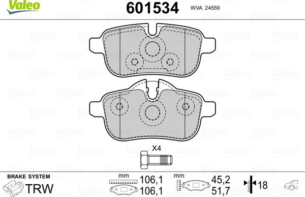 Valeo 601534 - Komplet Pločica, disk-kočnica www.molydon.hr