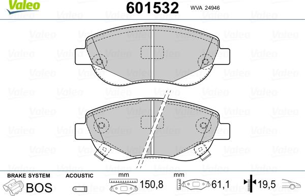 Valeo 601532 - Komplet Pločica, disk-kočnica www.molydon.hr