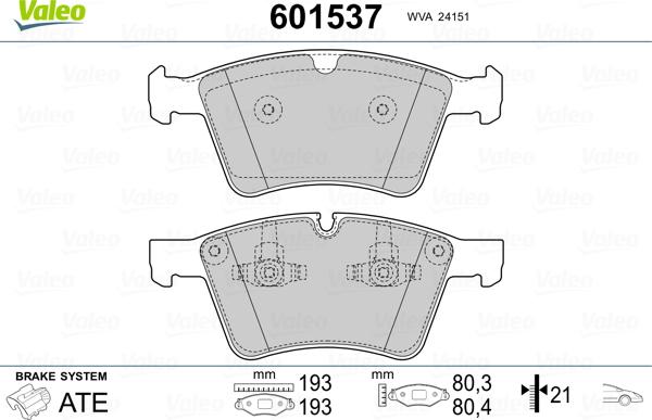 Valeo 601537 - Komplet Pločica, disk-kočnica www.molydon.hr