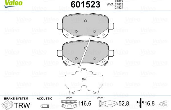 Valeo 601523 - Komplet Pločica, disk-kočnica www.molydon.hr