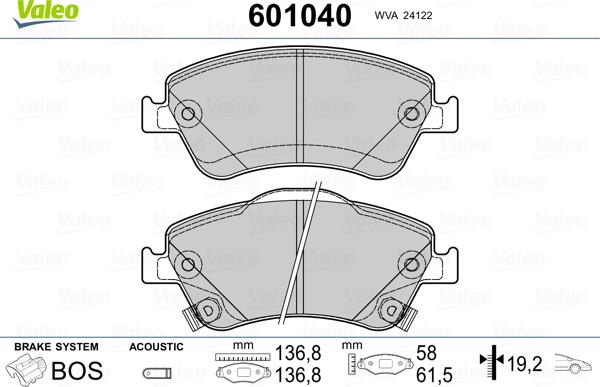 Valeo 601040 - Komplet Pločica, disk-kočnica www.molydon.hr