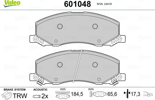 Valeo 601048 - Komplet Pločica, disk-kočnica www.molydon.hr