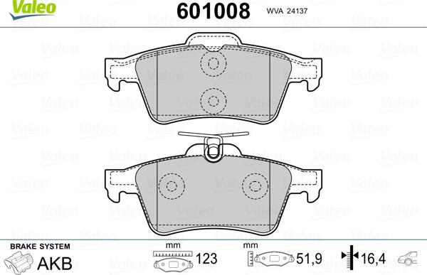 Valeo 601008 - Komplet Pločica, disk-kočnica www.molydon.hr