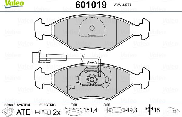 Valeo 601019 - Komplet Pločica, disk-kočnica www.molydon.hr