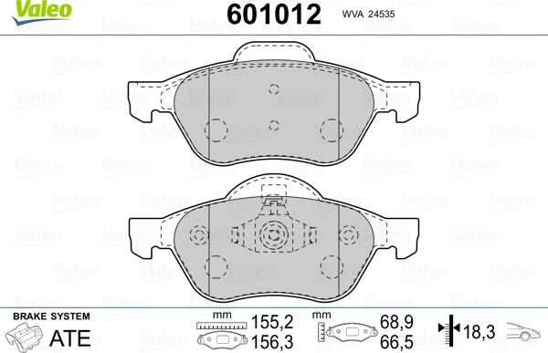 Valeo 601012 - Komplet Pločica, disk-kočnica www.molydon.hr