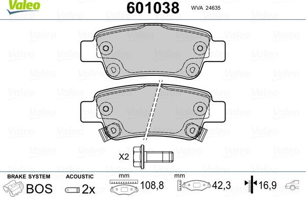 Valeo 601038 - Komplet Pločica, disk-kočnica www.molydon.hr