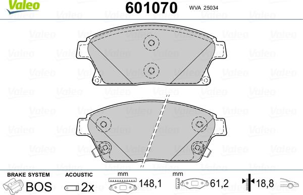 Valeo 601070 - Komplet Pločica, disk-kočnica www.molydon.hr