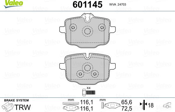 Valeo 601145 - Komplet Pločica, disk-kočnica www.molydon.hr