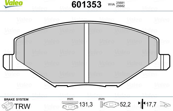 Valeo 601353 - Komplet Pločica, disk-kočnica www.molydon.hr