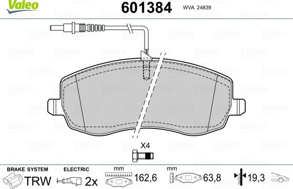 Valeo 601384 - Komplet Pločica, disk-kočnica www.molydon.hr