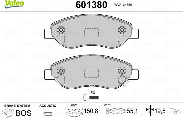 Valeo 601380 - Komplet Pločica, disk-kočnica www.molydon.hr