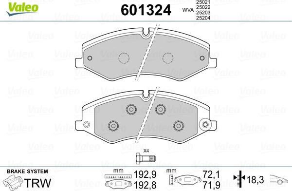 Valeo 601324 - Komplet Pločica, disk-kočnica www.molydon.hr