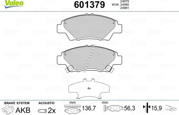 Valeo 601379 - Komplet Pločica, disk-kočnica www.molydon.hr