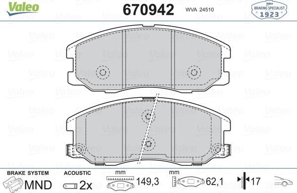 Valeo 670942 - Komplet Pločica, disk-kočnica www.molydon.hr