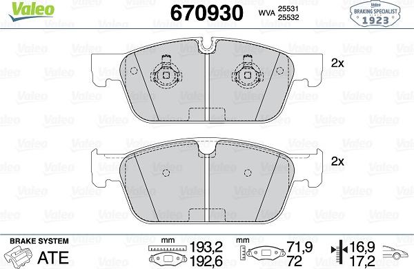 Valeo 670930 - Komplet Pločica, disk-kočnica www.molydon.hr