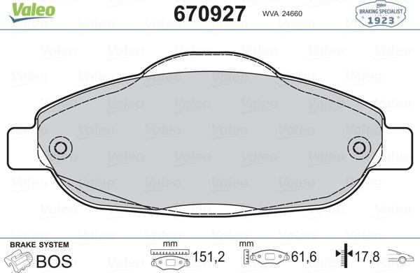 Valeo 670927 - Komplet Pločica, disk-kočnica www.molydon.hr