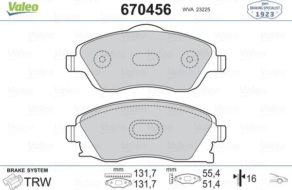 Valeo 670456 - Komplet Pločica, disk-kočnica www.molydon.hr