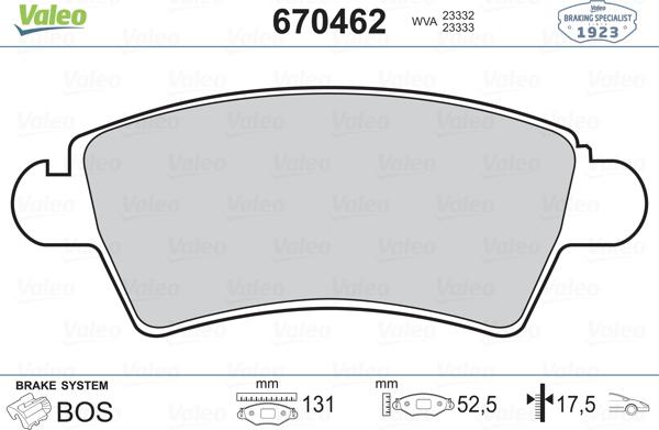 Valeo 670462 - Komplet Pločica, disk-kočnica www.molydon.hr