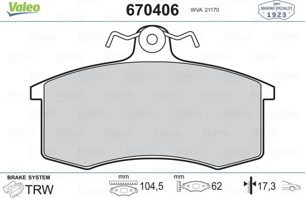 Valeo 670406 - Komplet Pločica, disk-kočnica www.molydon.hr