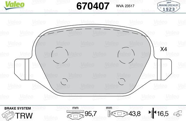 Valeo 670407 - Komplet Pločica, disk-kočnica www.molydon.hr