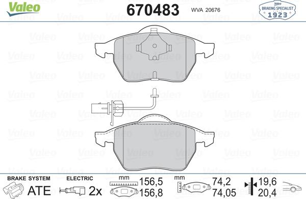 Valeo 670483 - Komplet Pločica, disk-kočnica www.molydon.hr