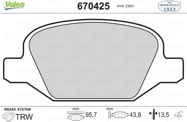 Valeo 670425 - Komplet Pločica, disk-kočnica www.molydon.hr