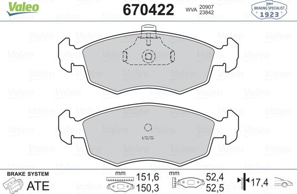 Valeo 670422 - Komplet Pločica, disk-kočnica www.molydon.hr